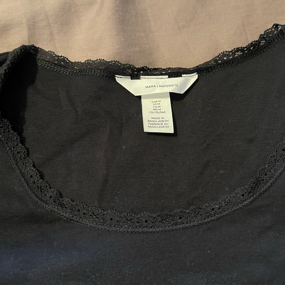 H&M Mama lace-trimmed nursing top - black, long sleeve - Picture 2 of 3
